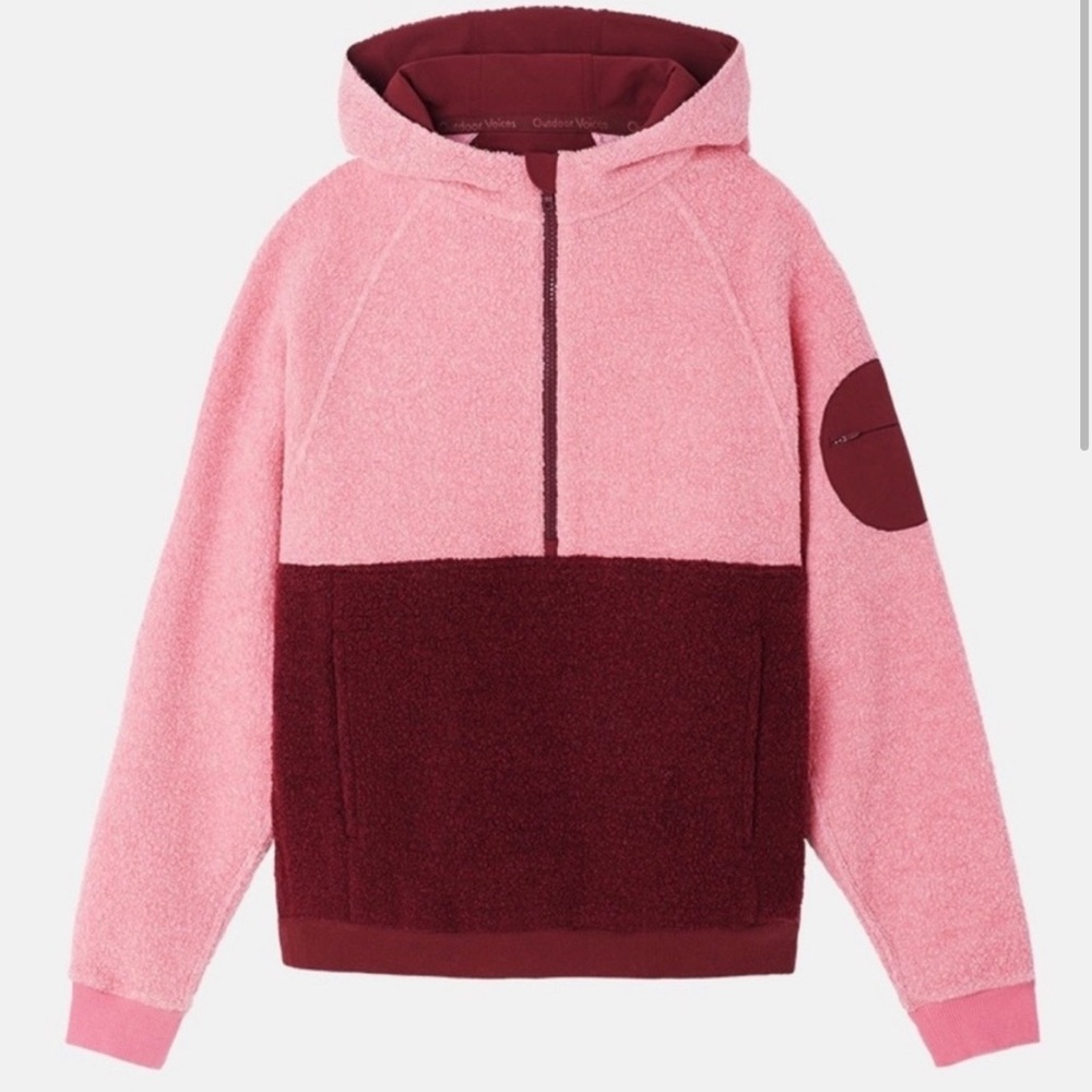 Outdoor Voices Wool Fleece quarter zip Hoodie - XL